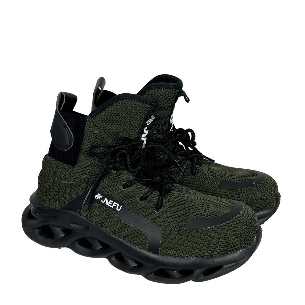 JIEFU Work Boots for Men Non Slip Lighgtweight Steel Toe Shoes Size 6.5 Green